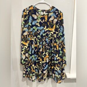 New! ASOS Swing Short Dress Butterfly Print Sleeves 12 Navy/Multi Mini Dress